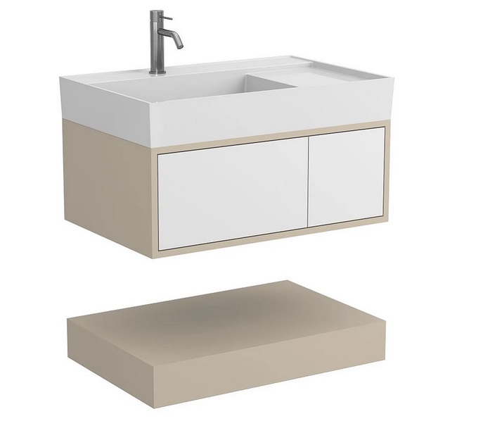 Тумба Miraggio Duo с раковиной Soul 800 МДФ белый/кашемир 8814981