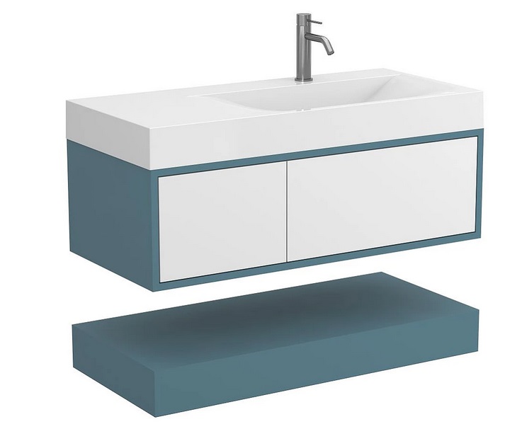 Тумба Miraggio Duo с раковиной Viola 1000 R МДФ белый/камень зеленый 8814959