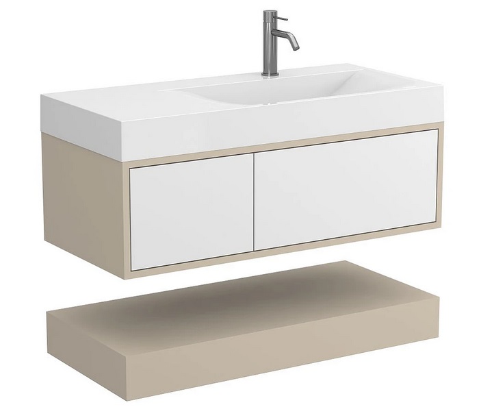 Тумба Miraggio Duo з раковиною Viola 1000 R МДФ білий/кашемір 8814974