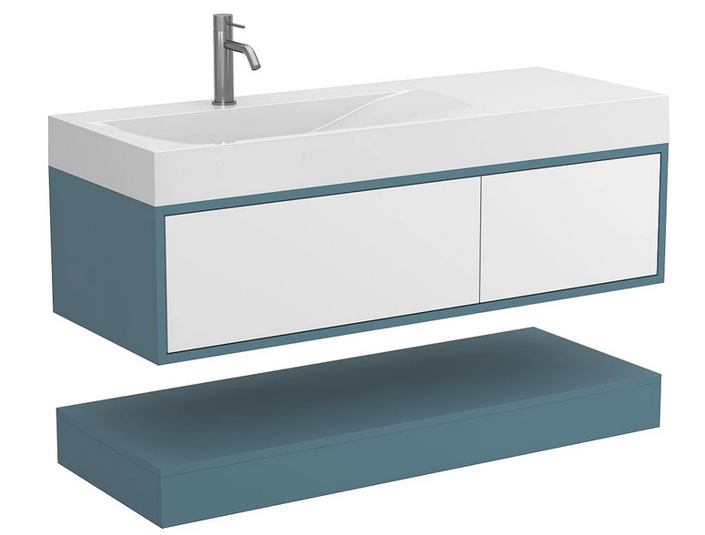 Тумба Miraggio Duo с раковиной Viola 1200 L МДФ белый/камень зеленый 8814960