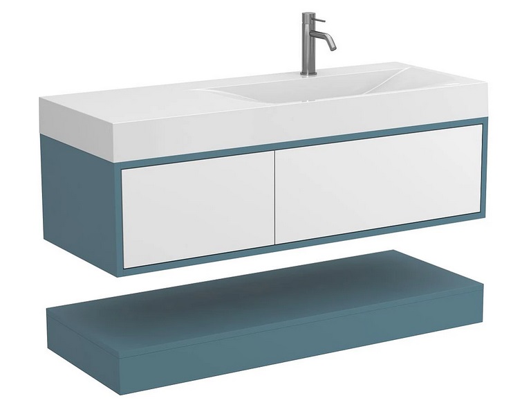 Тумба Miraggio Duo с раковиной Viola 1200 R МДФ белый/камень зеленый 8814961