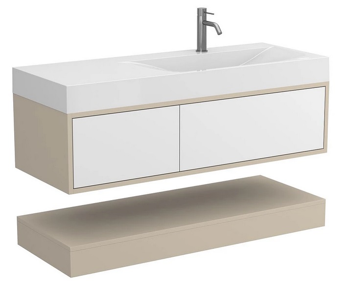 Тумба Miraggio Duo с раковиной Viola 1200 R МДФ белый/кашемир 8814976