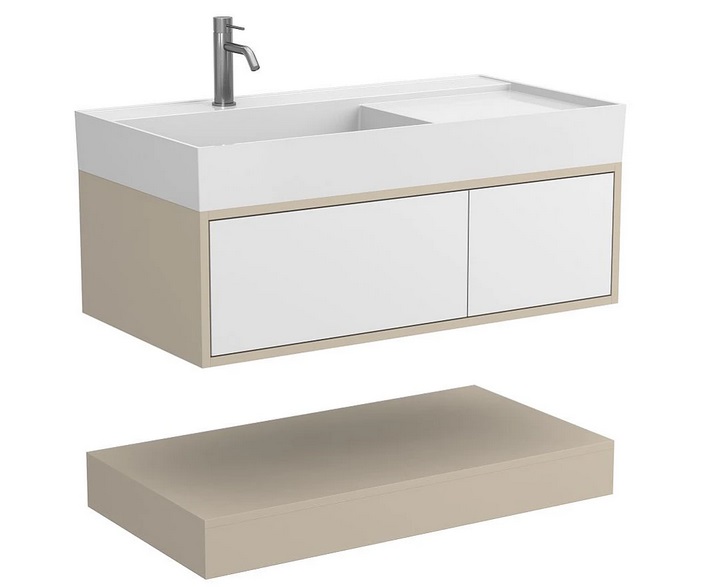Тумба Miraggio Duo с раковиной Soul 1000 МДФ белый/кашемир 8814983