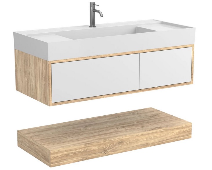 Тумба Miraggio Duo з раковиною Soul 1200 ДСП білий/дуб канзас 8815004