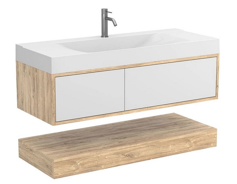 Тумба Miraggio Duo з раковиною Fly 1200 ДСП білий/дуб канзас 8815000