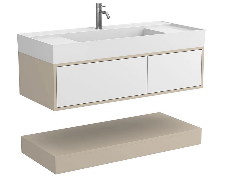 Тумба Miraggio Duo с раковиной Soul 1200 МДФ белый/кашемир 8814984