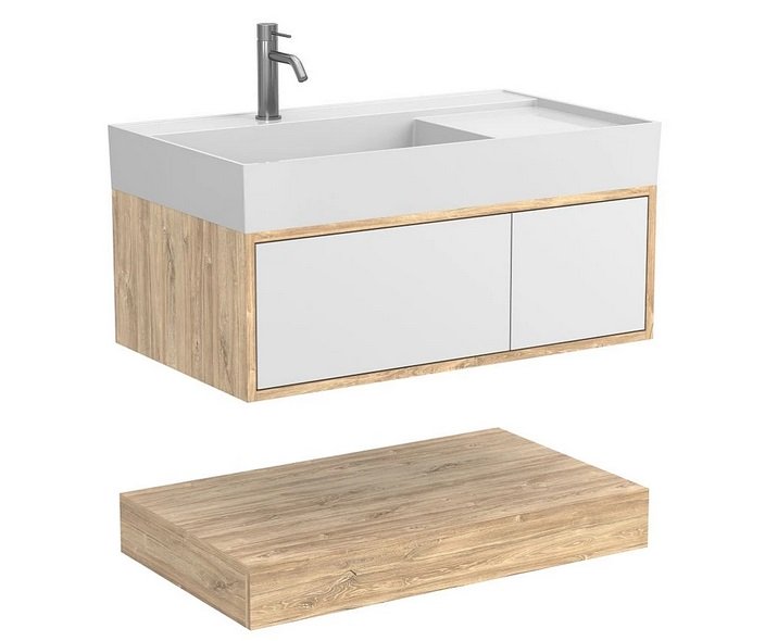 Тумба Miraggio Duo з раковиною Soul 900 ДСП білий/дуб канзас 8815002