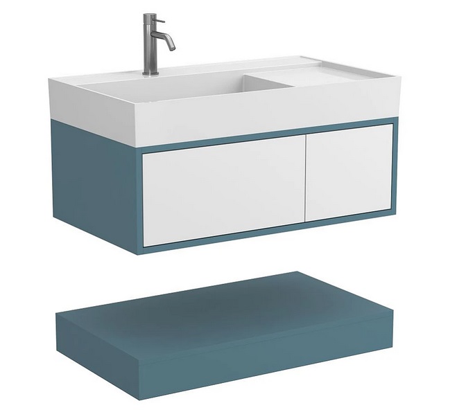 Тумба Miraggio Duo с раковиной Soul 900 МДФ белый/камень зеленый 8814970