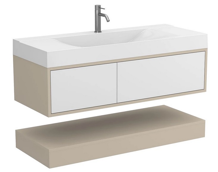 Тумба Miraggio Duo з раковиною Fly 1200 МДФ білий/кашемір 8814980