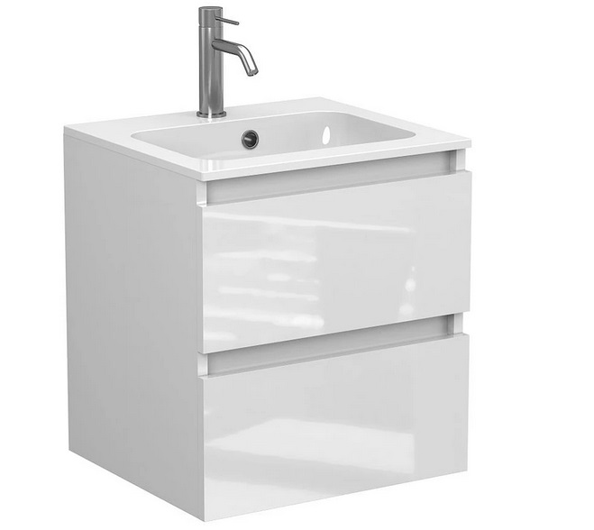 Тумба Miraggio Natura з раковиною Della 500 МДФ білий глянсовий 8814878