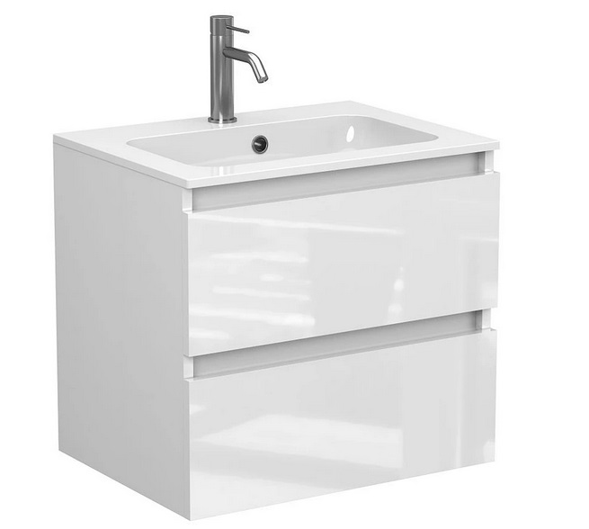 Тумба Miraggio Natura з раковиною Della 600 МДФ білий глянсовий 8814879