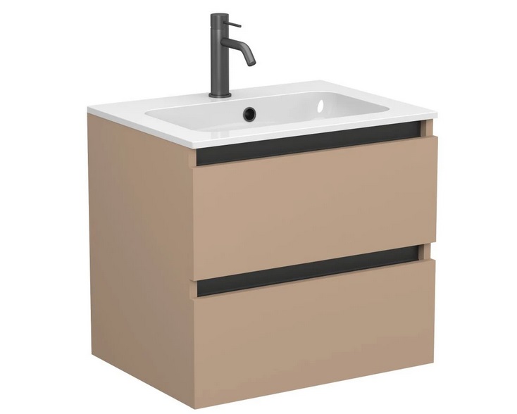 Тумба Miraggio Natura з раковиною Della 600 МДФ капучіно 8814867