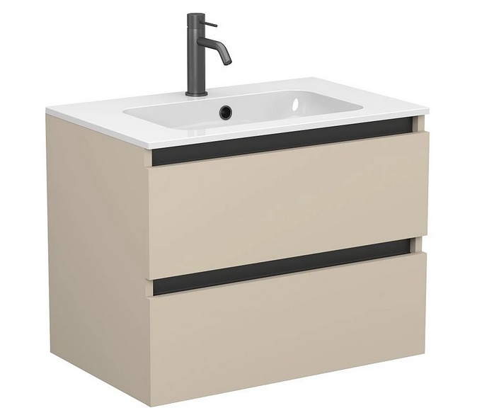 Тумба Miraggio Natura з раковиною Della 700 МДФ кашемір 8814856