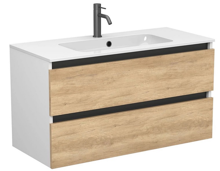 Тумба Miraggio Natura с раковиной Della 1000 ДСП дуб небраска/белый мат 8814819