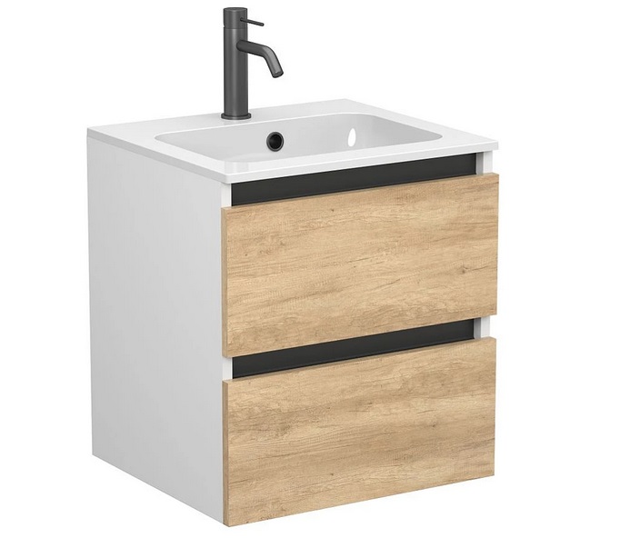 Тумба Miraggio Natura с раковиной Della 500 ДСП дуб небраска/белый мат 8814814