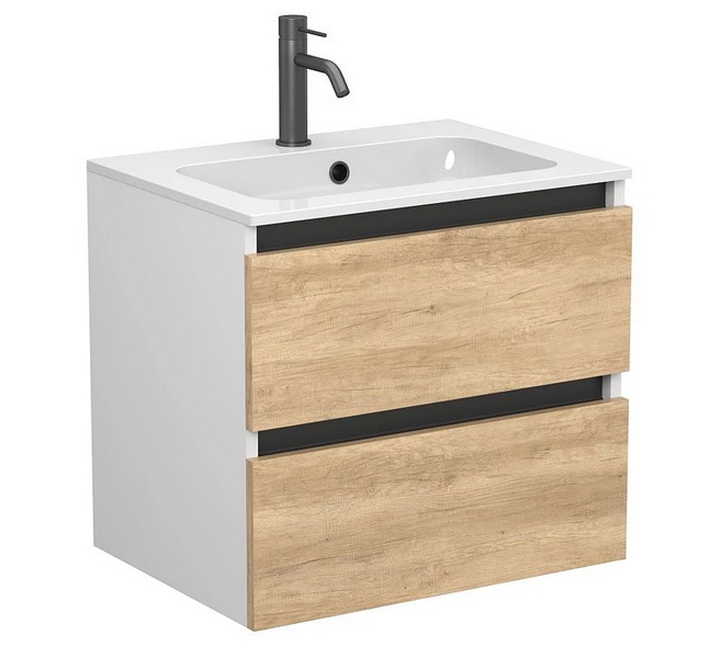 Тумба Miraggio Natura с раковиной Della 600 ДСП дуб небраска/белый мат 8814815