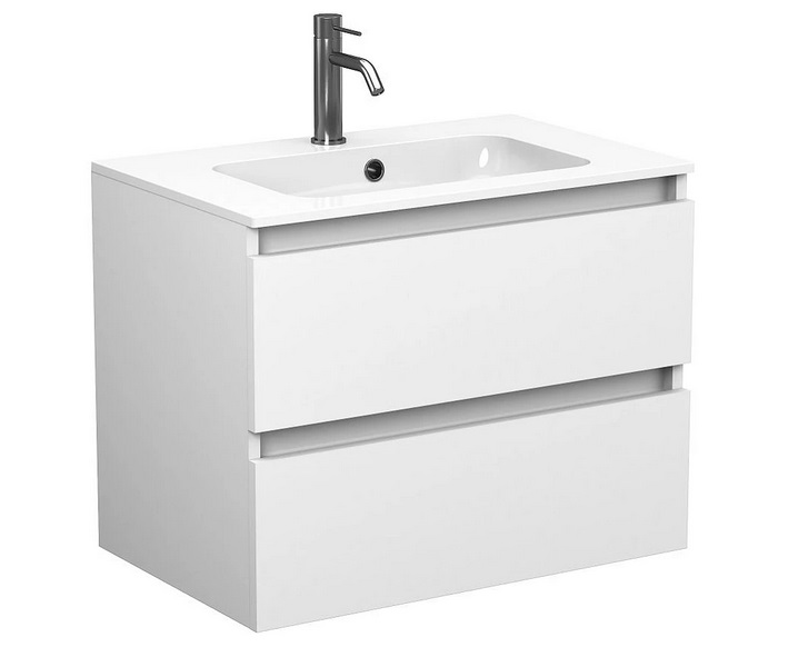 Тумба Miraggio Natura с раковиной Della 700 МДФ/ДСП белый мат 8814795