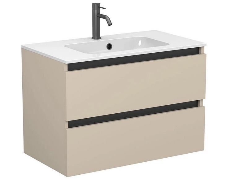 Тумба Miraggio Natura з раковиною Della 800 МДФ кашемір 8814857