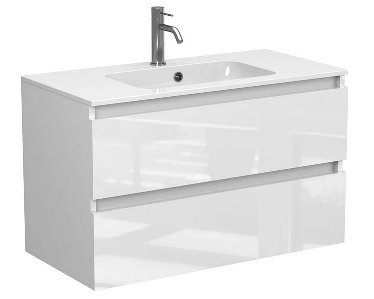 Тумба Miraggio Natura с раковиной Della 900 МДФ белый глянцевый 8814882