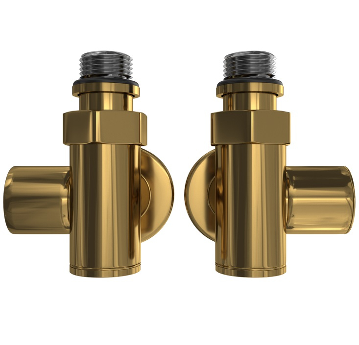 Комплект угловых кранов для полотенцесушителя Mario под ТЭН золото 4820258983759