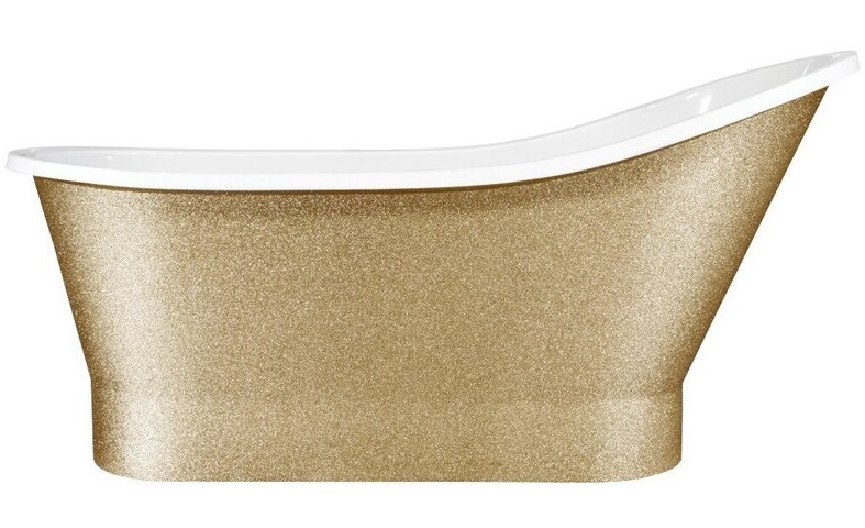 Ванна из искусственного камня Besco Gloria 160х68 см с сифоном клик-клак хром Mineral DuraBe золото/белый #WMD-160-GLZ