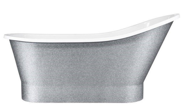 Ванна зі штучного каменю Besco Gloria 160х68 см із сифоном клік-клак хром Mineral DuraBe срібло/білий #WMD-160-GLS