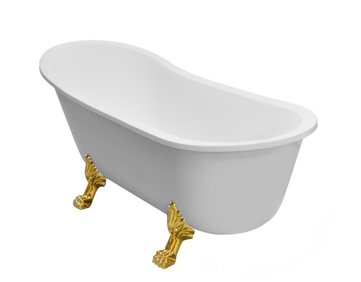 Ванна акриловая Besco Olaya 160х68 см ножки золото глянцевый белый #WAO-160+ZL