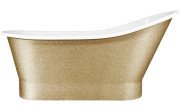 Ванна зі штучного каменю Besco Gloria 160х68 см із сифоном клік-клак хром Mineral DuraBe золото/білий #WMD-160-GLZ