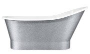 Ванна зі штучного каменю Besco Gloria 160х68 см із сифоном клік-клак хром Mineral DuraBe срібло/білий #WMD-160-GLS