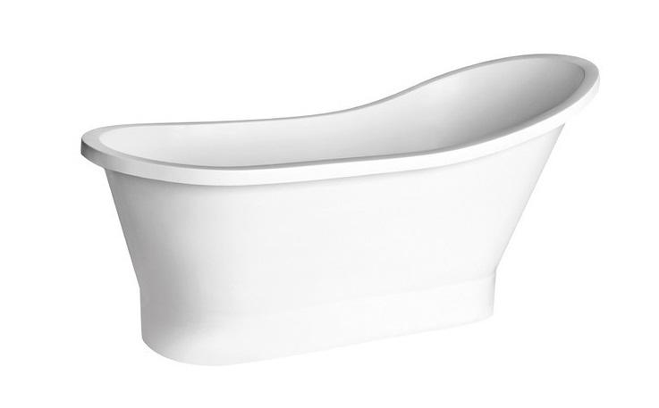 Ванна из искусственного камня Besco Gloria 150х66 см с сифоном клик-клак хром Mineral DuraBe белый #WMD-150-GL