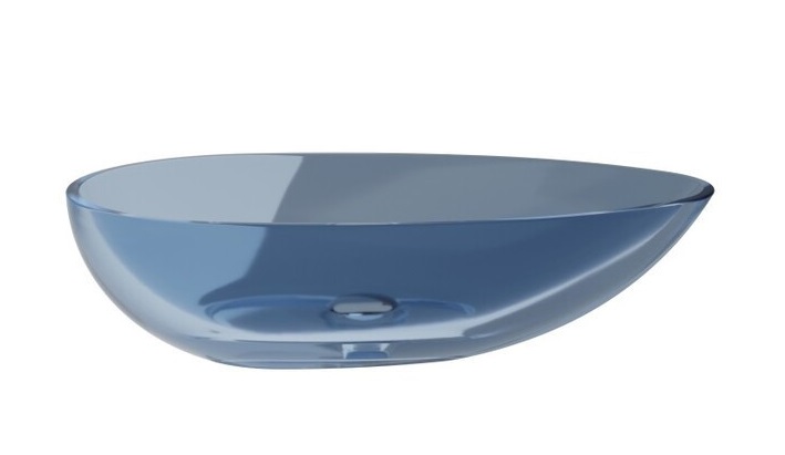 Раковина для ванной Besco Neya 60х35 см сифон клик-клак хром ResiCast Blue Wave #UMN-60-BWC