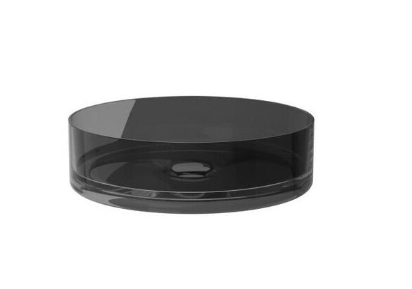 Раковина для ванної Besco Enya ⌀36 см сифон клік-клак хром ResiCast Carbon Grey #UME-36-CGC