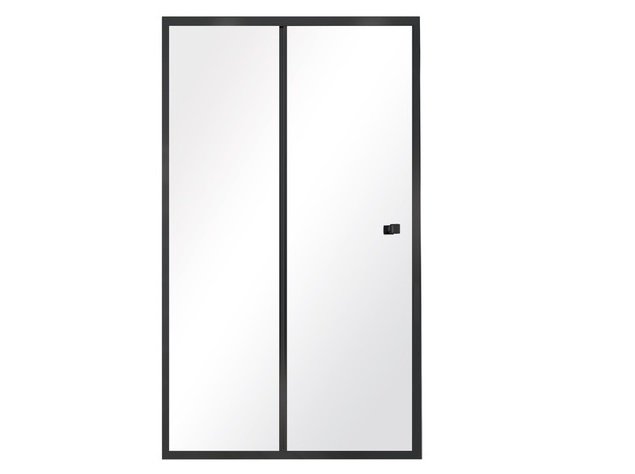 Душові двері Besco Duo Slide 120х195 см розсувні чорний матовий/прозоре скло DDSB-120