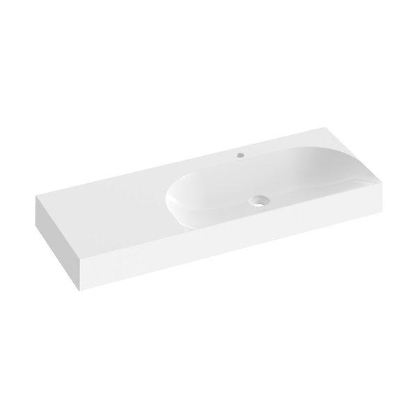 Раковина для ванной Ravak Lite 120х45 см L с отверстием литой мрамор белый XJXL1212000