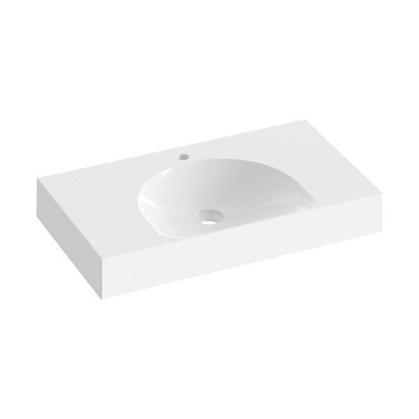 Раковина для ванной Ravak Lite S 80х45 см с отверстием литой мрамор белый XJX01280004