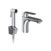 Змішувач для раковини Ravak Flat одноважільний з гігієнічним душем хром X070438