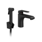Смеситель для раковины Ravak Flat однорычажный с гигиеническим душем черный X070439