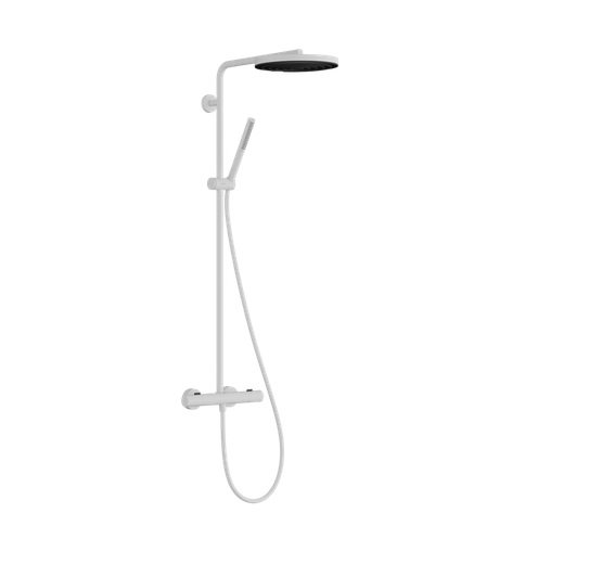 Душова стійка Hansgrohe Pulsify S Puro Showerpipe 260 1jet EcoSmart із термостатом білий матовий 24223700