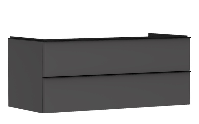 Тумба під раковину підвісна Hansgrohe Xelu Q 118х55 см МДФ матовий сірий ручки матовий чорний 54083670