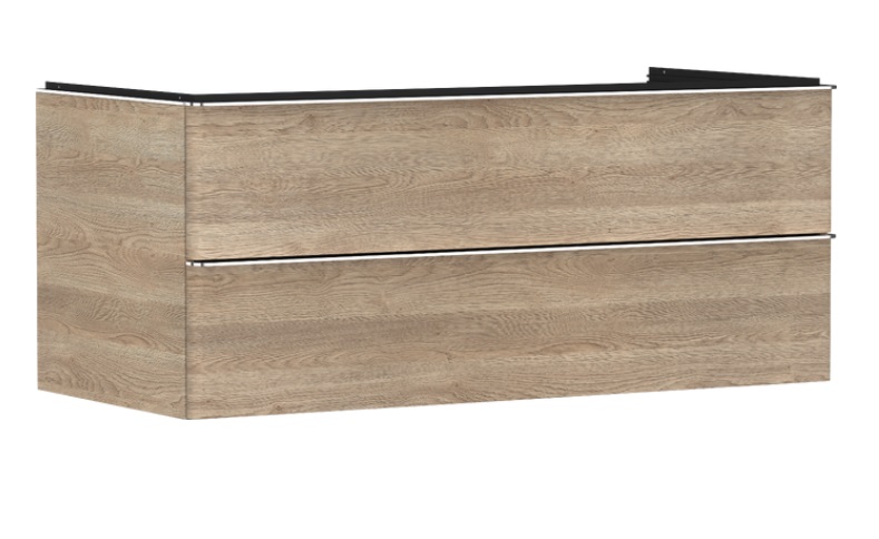 Тумба під раковину підвісна Hansgrohe Xelu Q 118х55 см МДФ натуральний дуб ручки хром 54084000