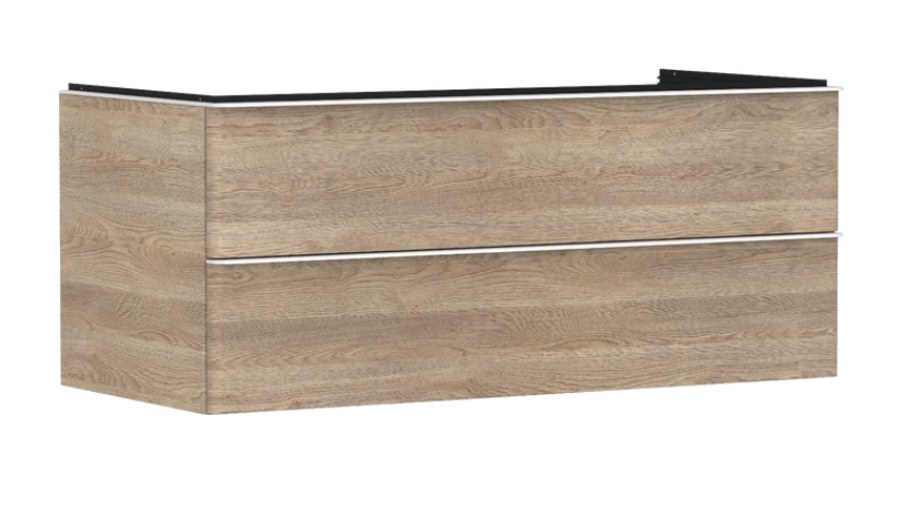 Тумба під раковину Hansgrohe Xelu Q 118х55 см МДФ натуральний дуб ручки матовий білий 54084700