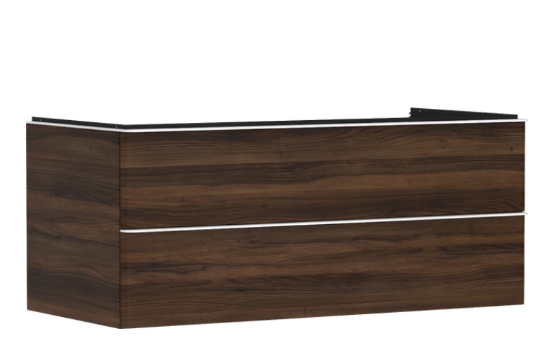 Тумба під раковину підвісна Hansgrohe Xelu Q 118х55 см МДФ темний горіх ручки матовий білий 54085700