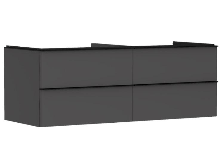 Тумба під раковину підвісна Hansgrohe Xelu Q 136х55 см МДФ матовий сірий ручки матовий чорний 54087670