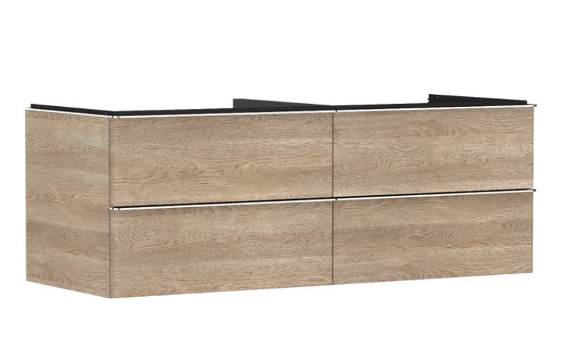 Тумба під раковину підвісна Hansgrohe Xelu Q 136х55 см МДФ натуральний дуб ручки хром 54088000