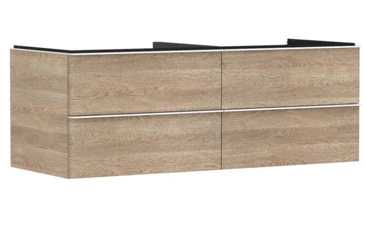 Тумба під раковину Hansgrohe Xelu Q 136х55 см МДФ натуральний дуб ручки матовий білий 54088700