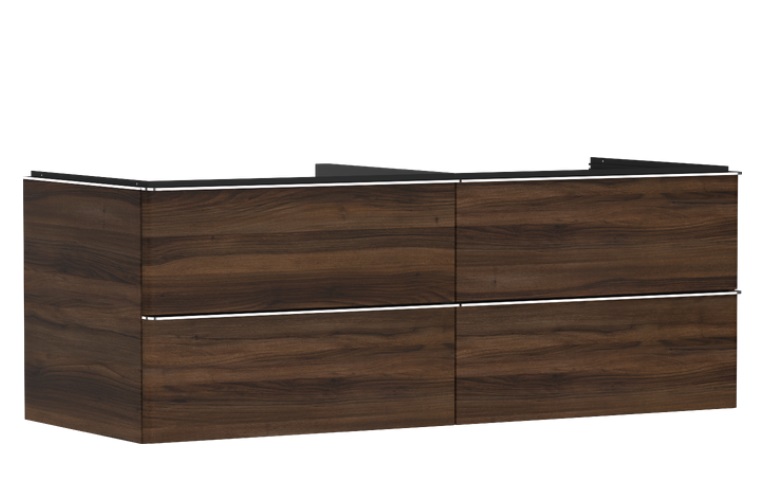 Тумба під раковину підвісна Hansgrohe Xelu Q 136х55 см МДФ темний горіх ручки хром 54089000