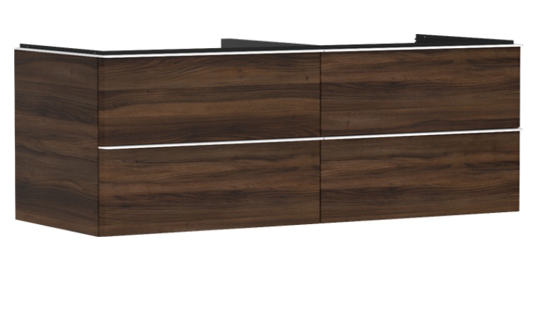 Тумба под раковину подвесная Hansgrohe Xelu Q 136х55 см МДФ темный орех ручки матовый белый 54089700