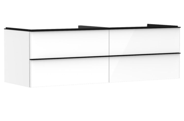 Тумба під раковину Hansgrohe Xelu Q 156х55 см МДФ глянсовий білий ручки матовий чорний 54090670