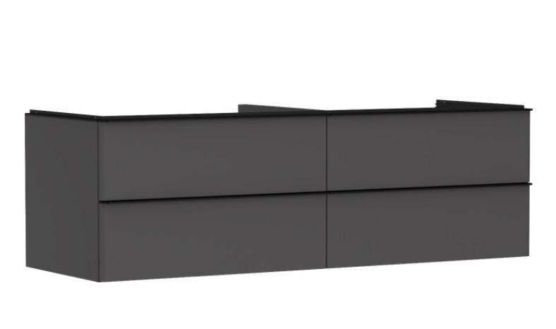Тумба під раковину підвісна Hansgrohe Xelu Q 156х55 см МДФ матовий сірий ручки матовий чорний 54091670