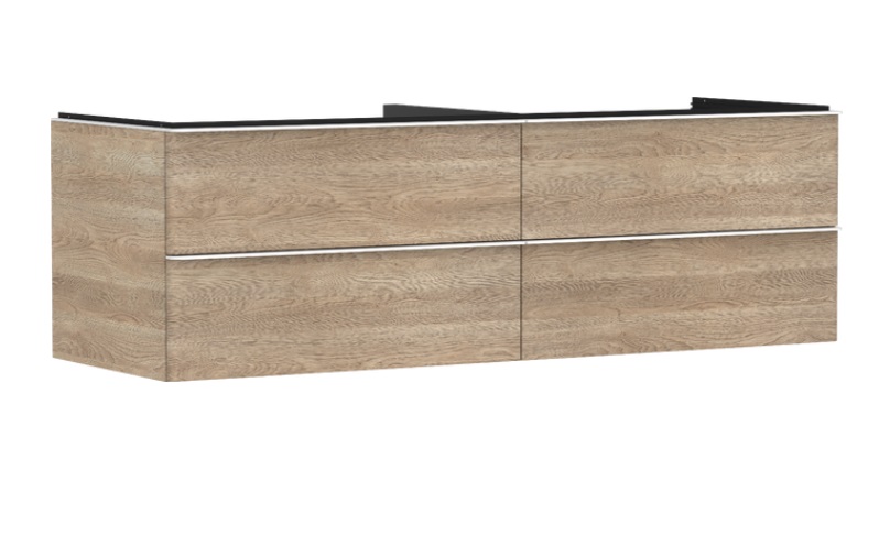 Тумба під раковину Hansgrohe Xelu Q 156х55 см МДФ натуральний дуб ручки матовий білий 54092700